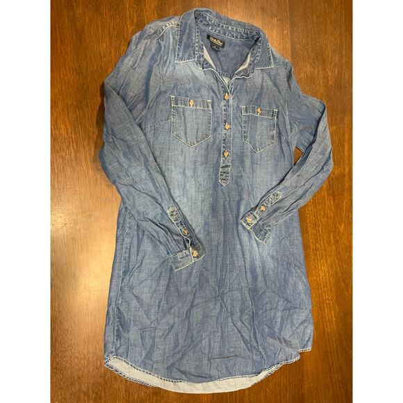 Lucky Brand Dresses & Skirts - Lucky Brand Denim T Shirt Dress Women Small Western Fringe Festival Fall Boho
